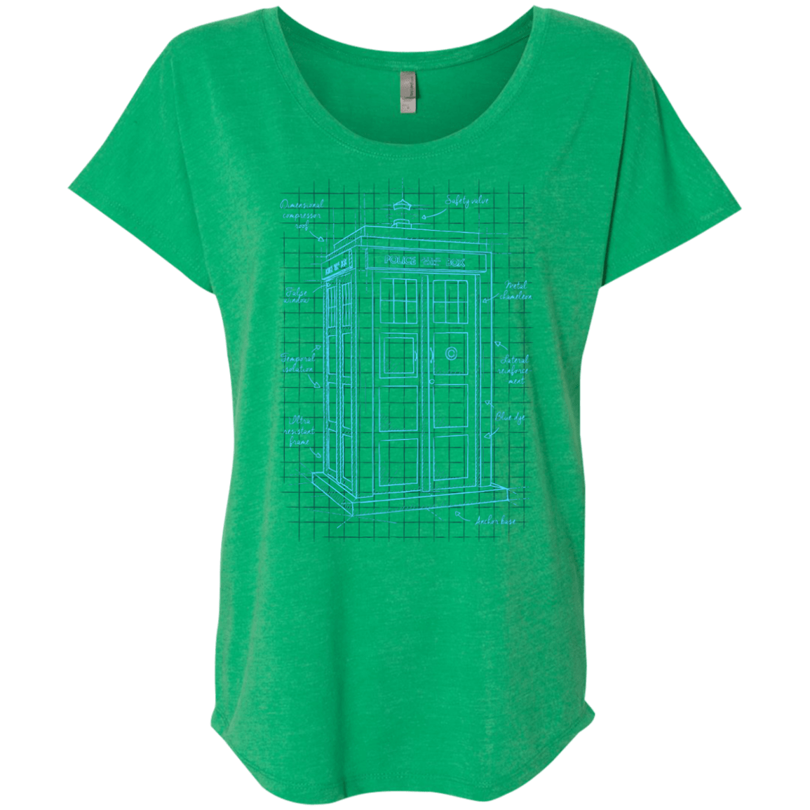 Tardis Plan Triblend Dolman Sleeve