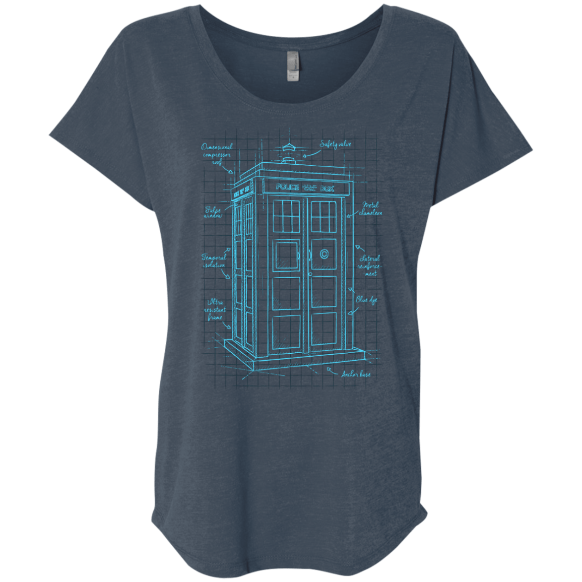 Tardis Plan Triblend Dolman Sleeve