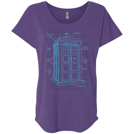 Tardis Plan Triblend Dolman Sleeve