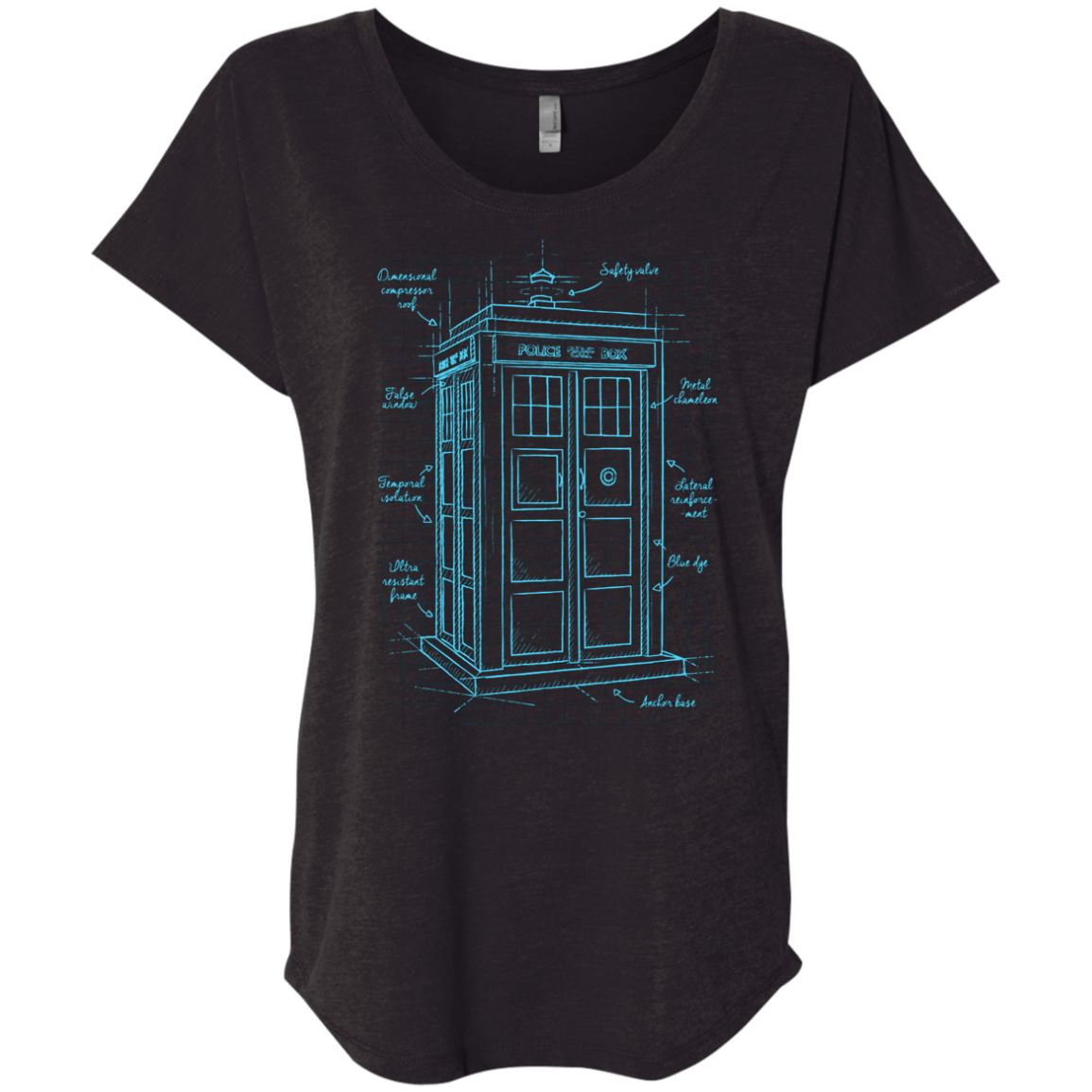 Tardis Plan Triblend Dolman Sleeve
