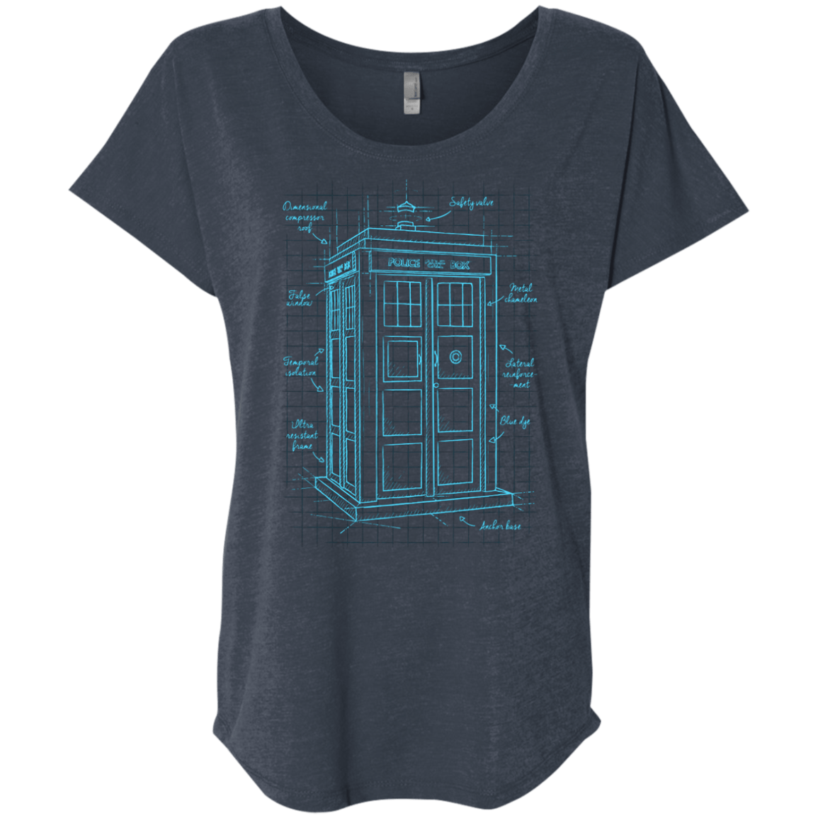 Tardis Plan Triblend Dolman Sleeve