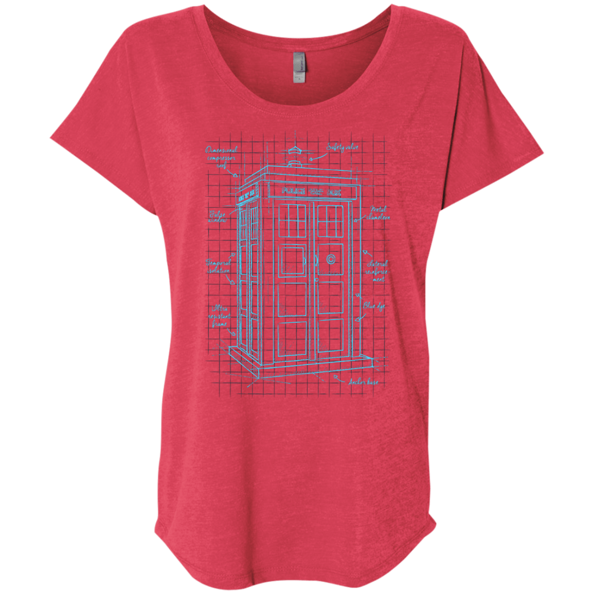 Tardis Plan Triblend Dolman Sleeve