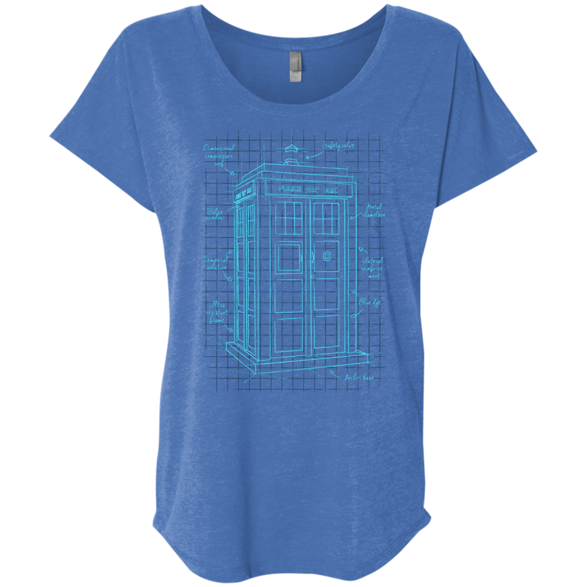 Tardis Plan Triblend Dolman Sleeve