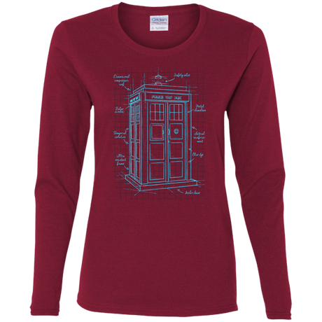 T-Shirts Cardinal / S Tardis Plan Women's Long Sleeve T-Shirt