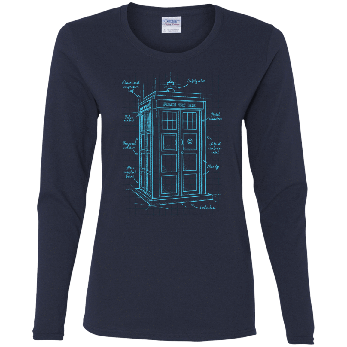 T-Shirts Navy / S Tardis Plan Women's Long Sleeve T-Shirt