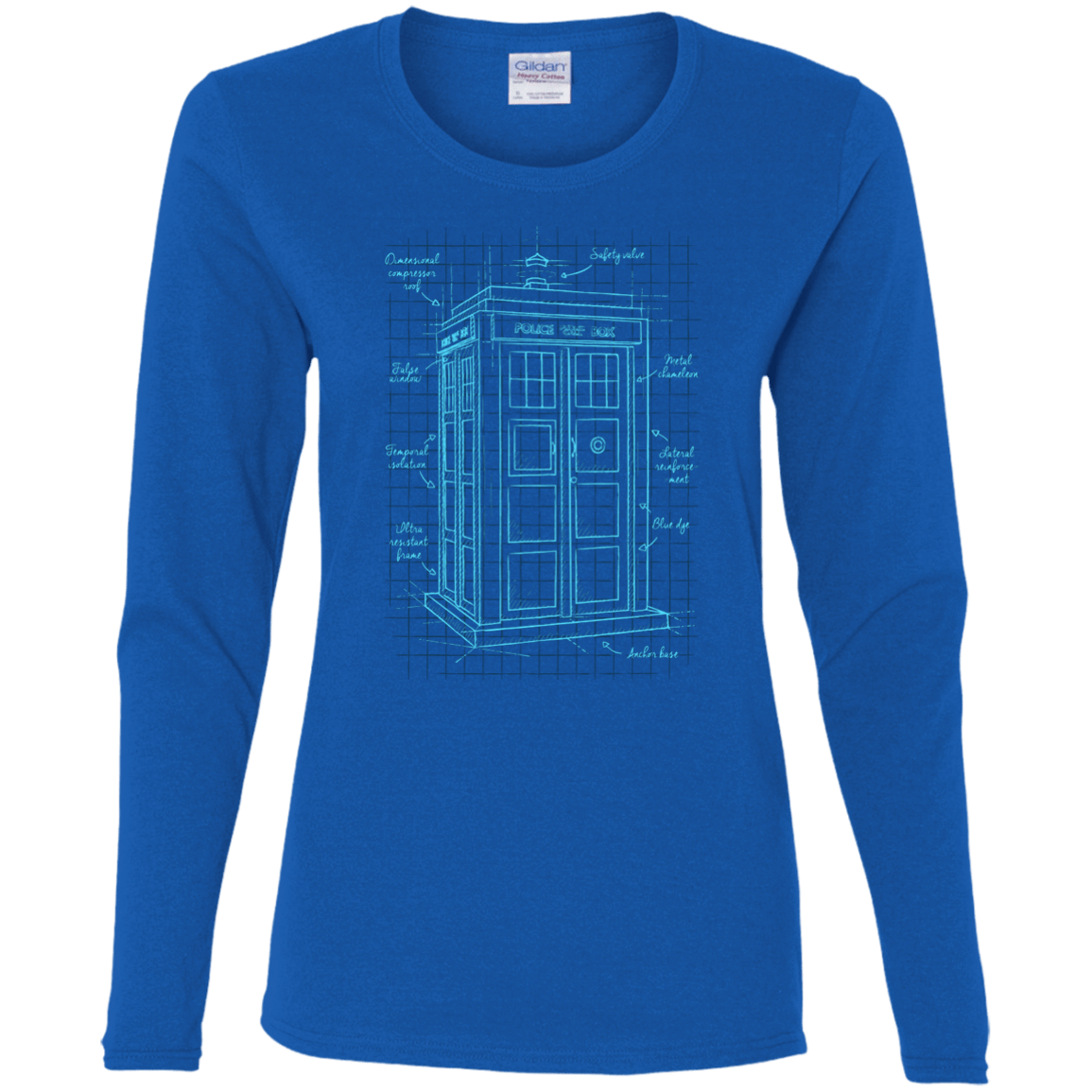 T-Shirts Royal / S Tardis Plan Women's Long Sleeve T-Shirt