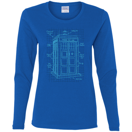 T-Shirts Royal / S Tardis Plan Women's Long Sleeve T-Shirt