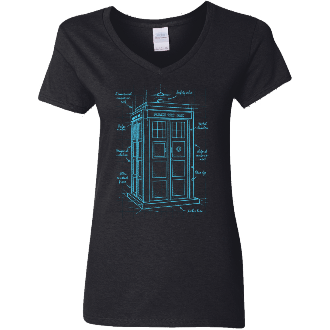 T-Shirts Black / S Tardis Plan Women's V-Neck T-Shirt