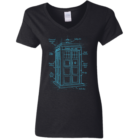 T-Shirts Black / S Tardis Plan Women's V-Neck T-Shirt