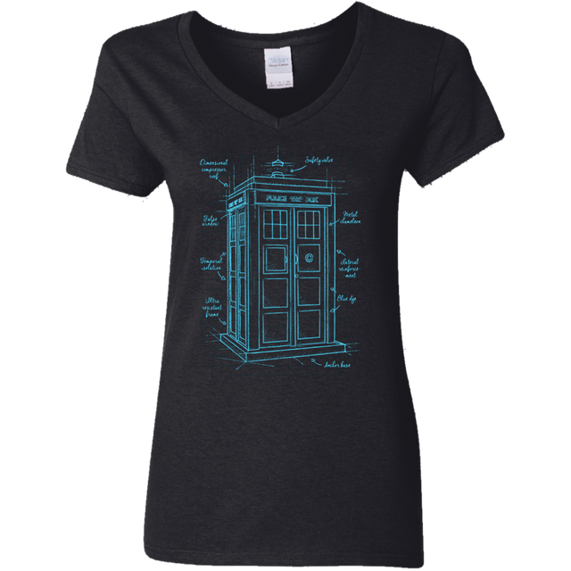 T-Shirts Black / S Tardis Plan Women's V-Neck T-Shirt