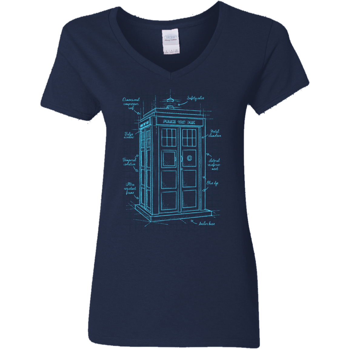 T-Shirts Navy / S Tardis Plan Women's V-Neck T-Shirt