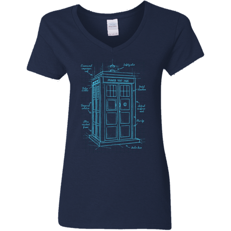 T-Shirts Navy / S Tardis Plan Women's V-Neck T-Shirt