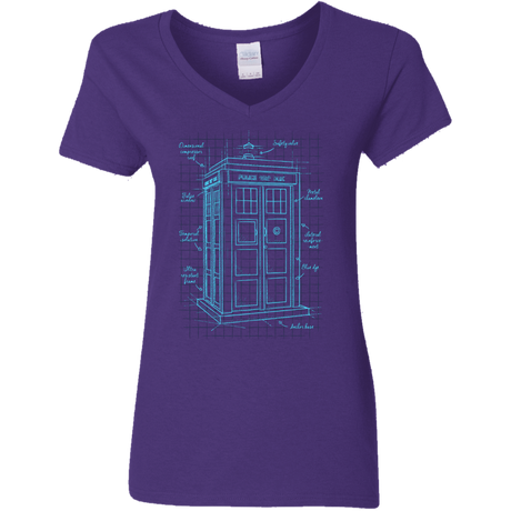 T-Shirts Purple / S Tardis Plan Women's V-Neck T-Shirt