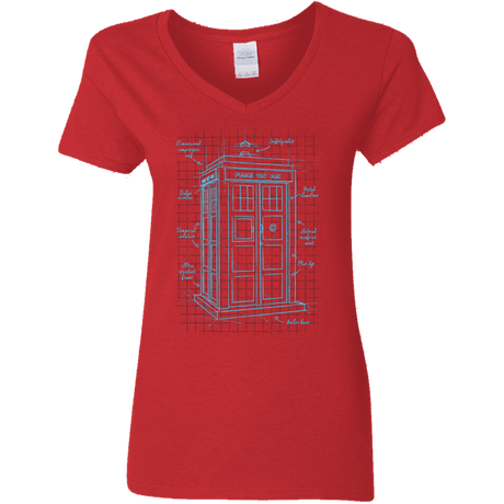 T-Shirts Red / S Tardis Plan Women's V-Neck T-Shirt