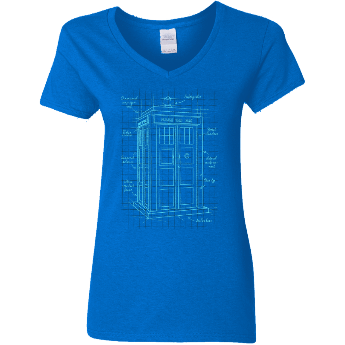 T-Shirts Royal / S Tardis Plan Women's V-Neck T-Shirt