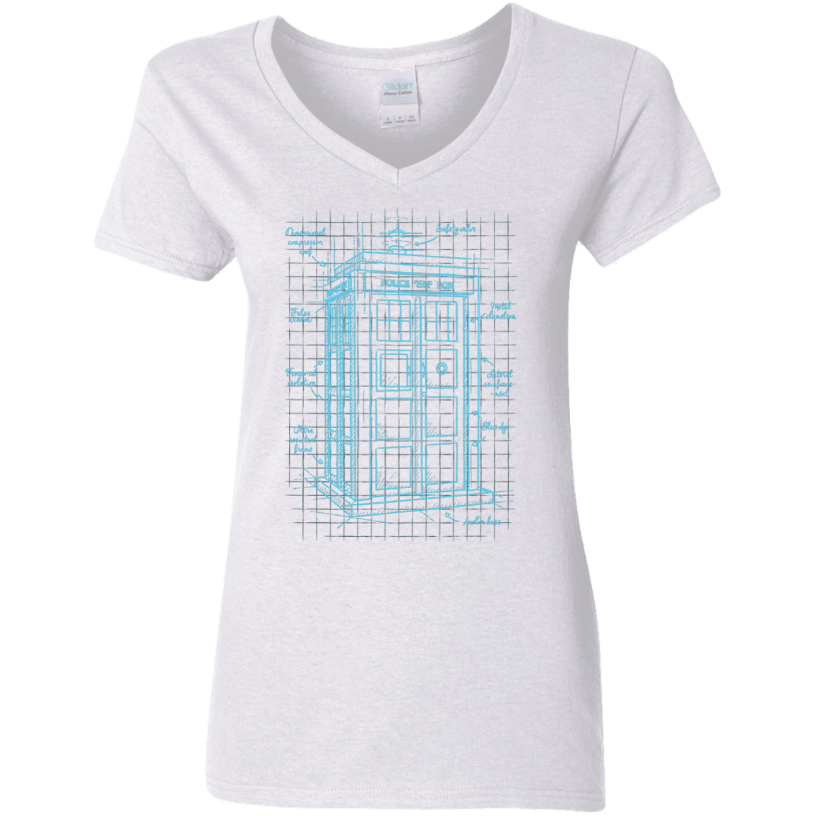 T-Shirts White / S Tardis Plan Women's V-Neck T-Shirt