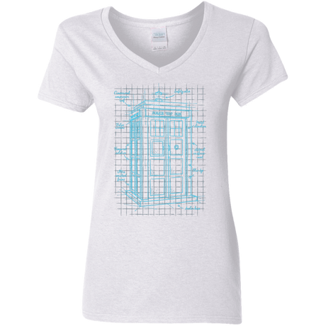 T-Shirts White / S Tardis Plan Women's V-Neck T-Shirt