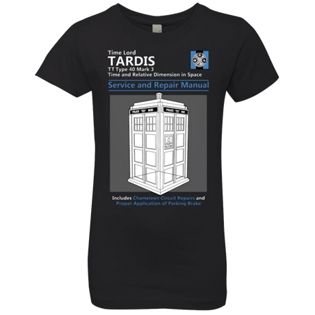 T-Shirts Black / YXS TARDIS SERVICE AND REPAIR MANUAL Girls Premium T-Shirt