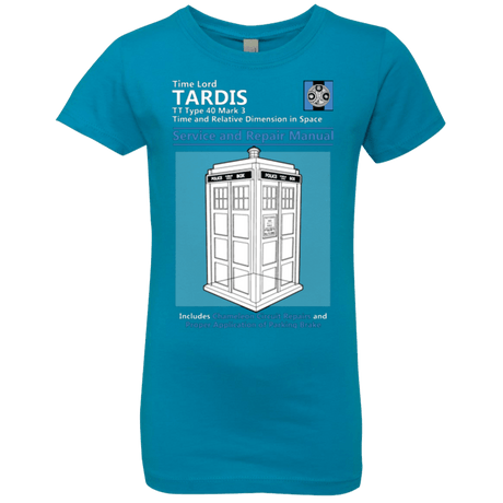 T-Shirts Turquoise / YXS TARDIS SERVICE AND REPAIR MANUAL Girls Premium T-Shirt