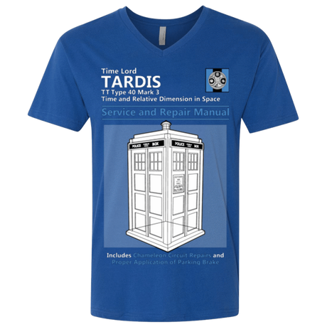 T-Shirts Royal / X-Small TARDIS SERVICE AND REPAIR MANUAL Men's Premium V-Neck
