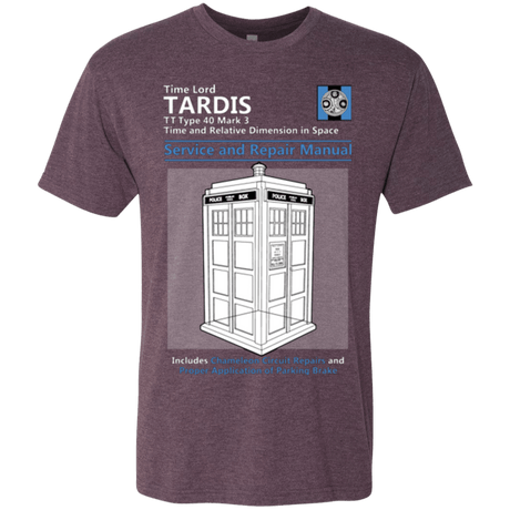 T-Shirts Vintage Purple / Small TARDIS SERVICE AND REPAIR MANUAL Men's Triblend T-Shirt