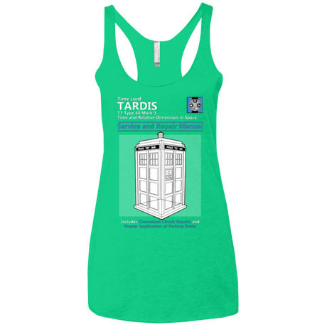 T-Shirts Envy / X-Small TARDIS SERVICE AND REPAIR MANUAL Women's Triblend Racerback Tank