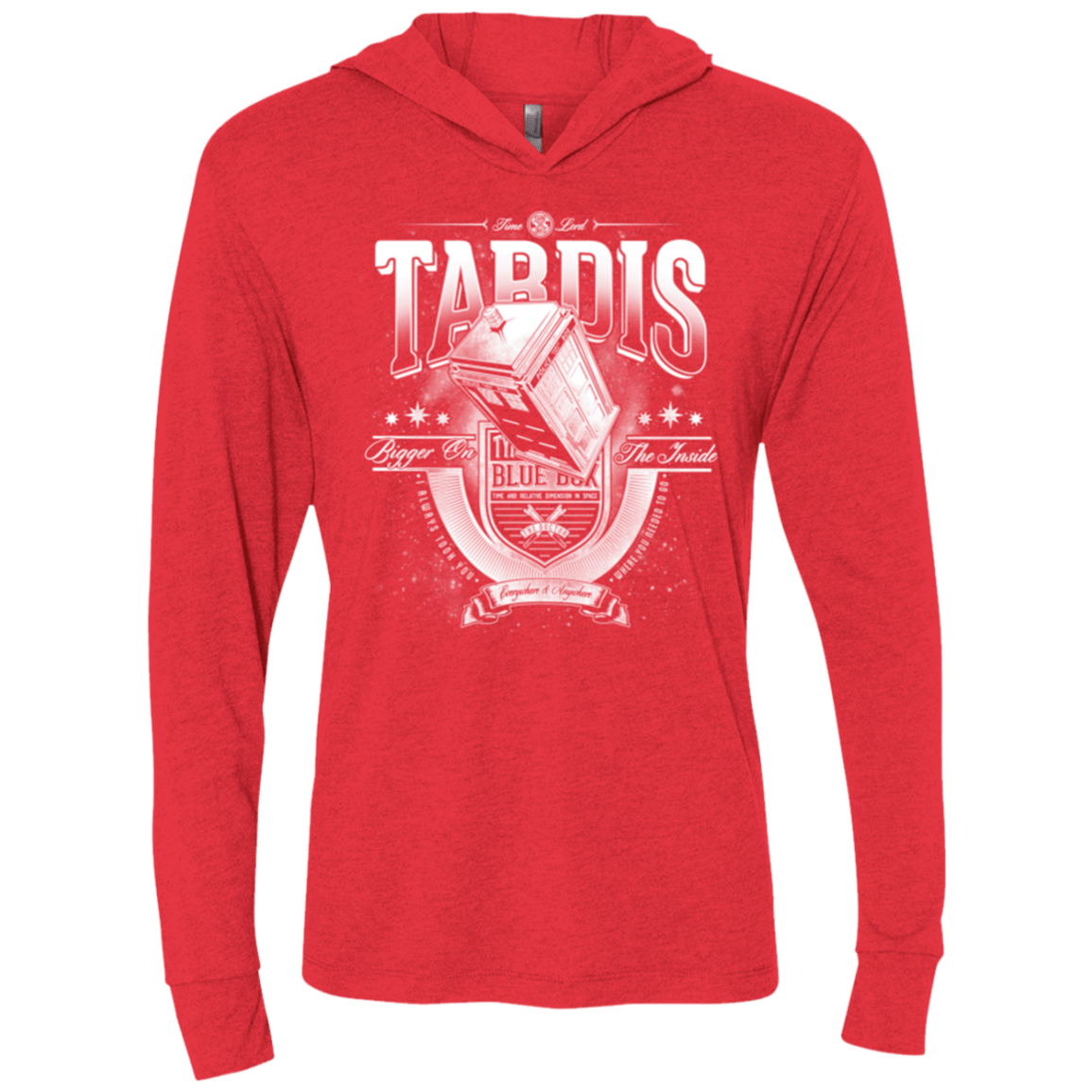 T-Shirts Vintage Red / X-Small Tardis Triblend Long Sleeve Hoodie Tee