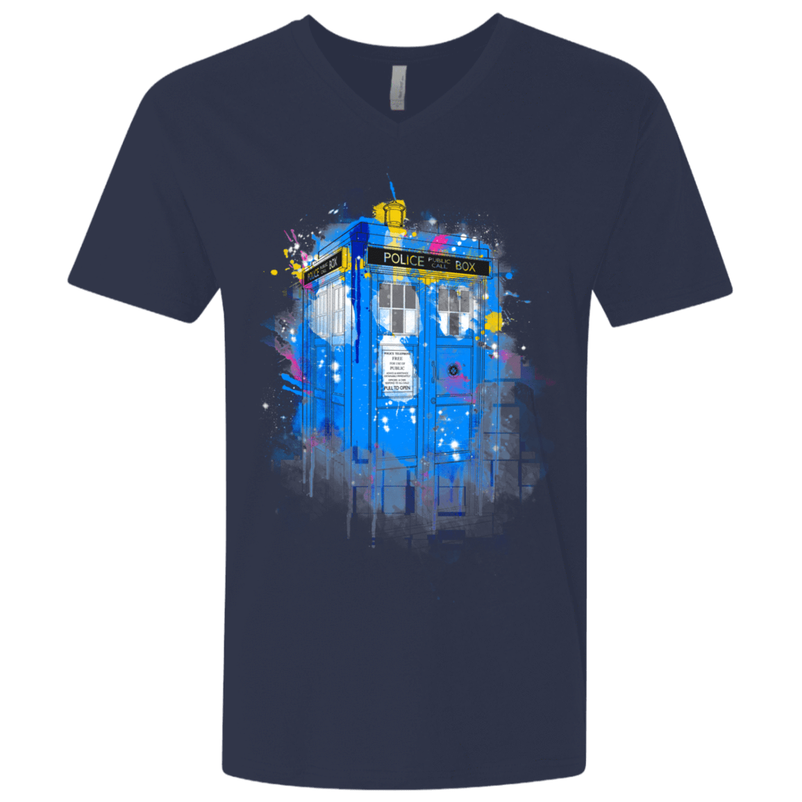 T-Shirts Midnight Navy / X-Small Tardisplash Men's Premium V-Neck