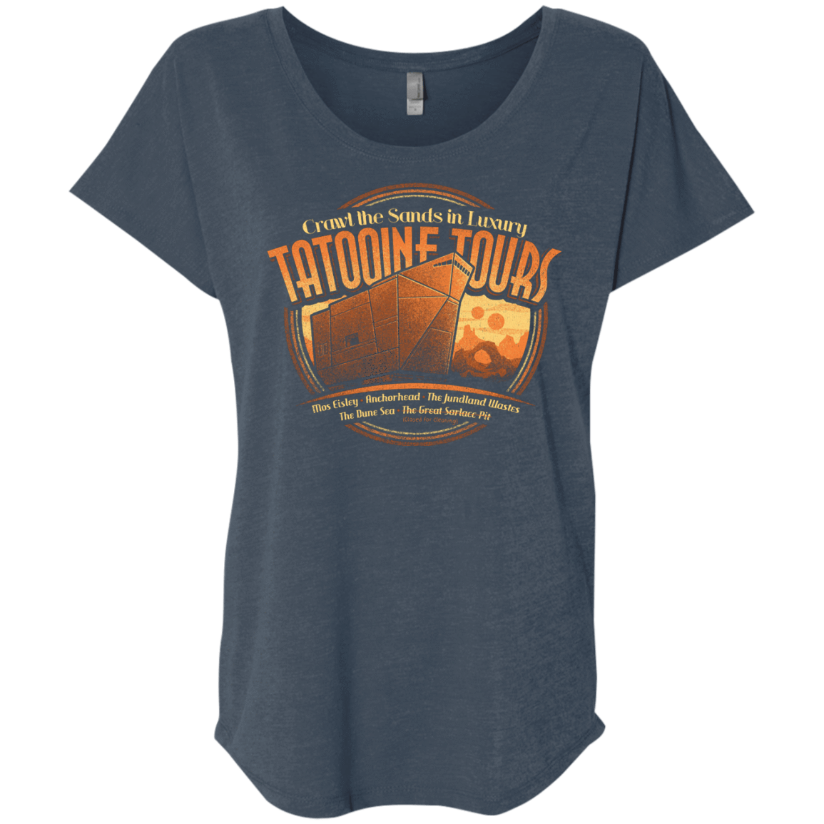 T-Shirts Indigo / X-Small Tatooine Tours Triblend Dolman Sleeve