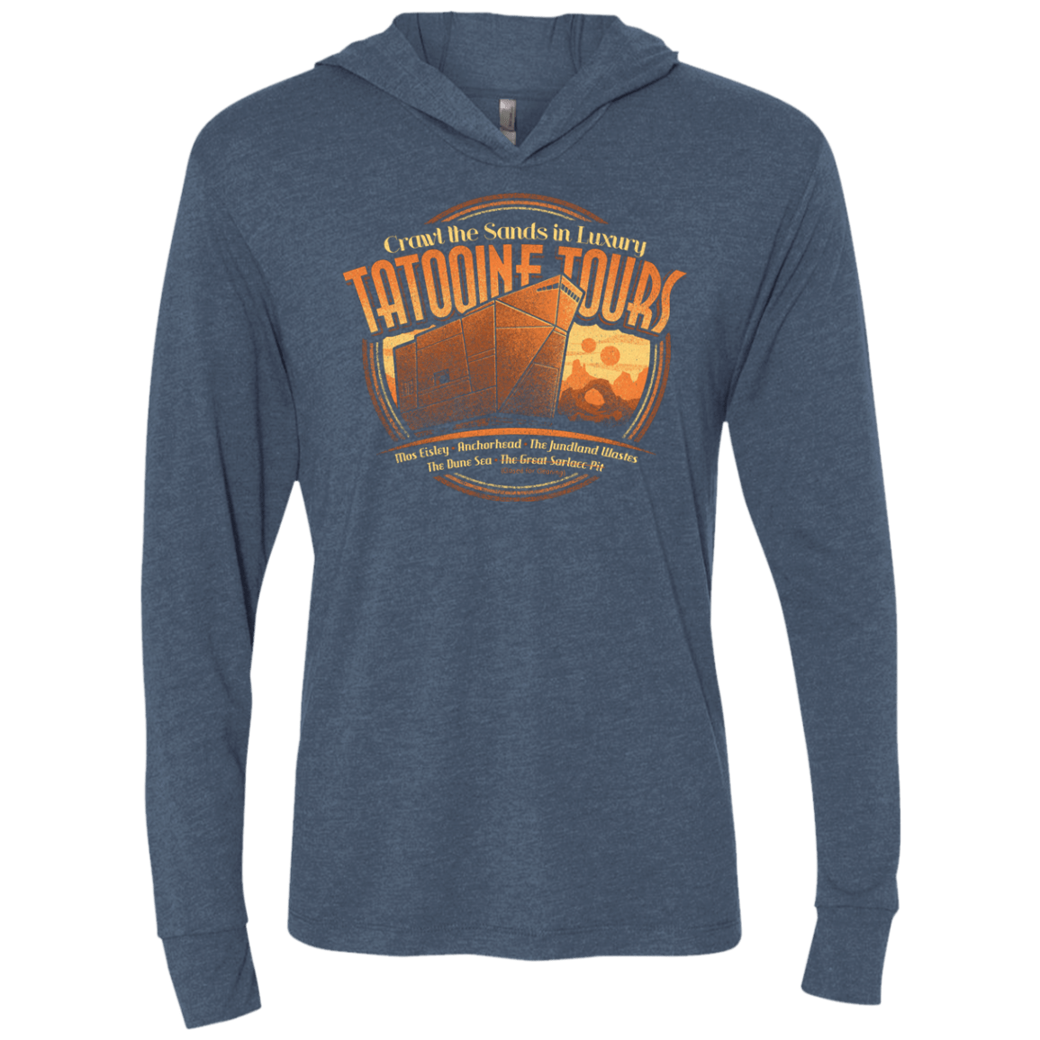 T-Shirts Indigo / X-Small Tatooine Tours Triblend Long Sleeve Hoodie Tee