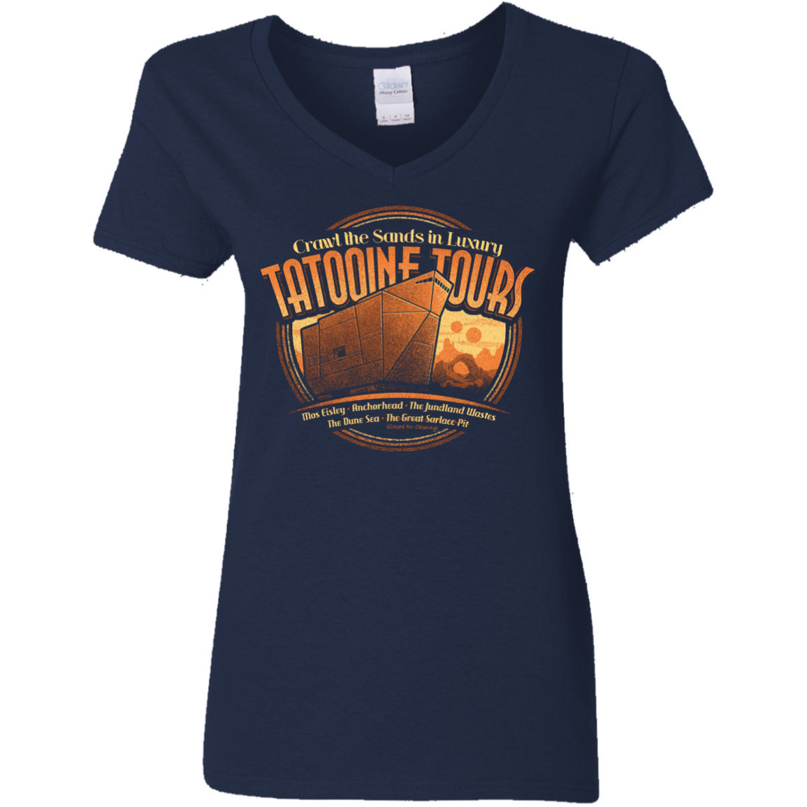 T-Shirts Navy / S Tatooine Tours Women's V-Neck T-Shirt