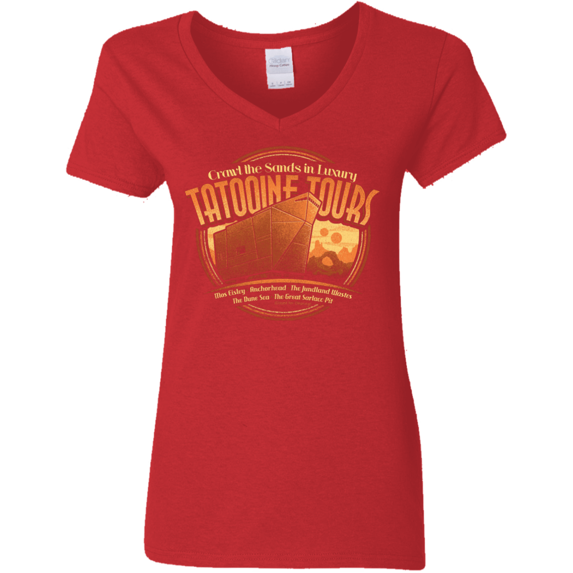 T-Shirts Red / S Tatooine Tours Women's V-Neck T-Shirt