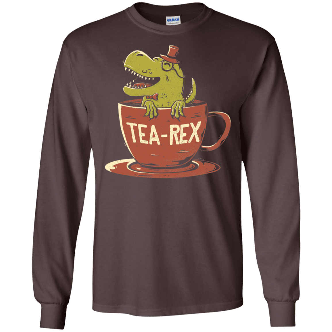 T-Shirts Dark Chocolate / S Tea-Rex Men's Long Sleeve T-Shirt