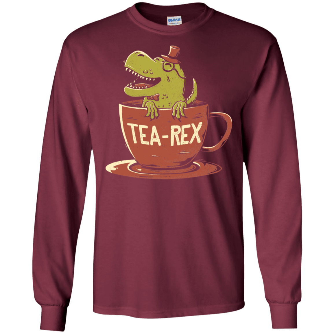 T-Shirts Maroon / S Tea-Rex Men's Long Sleeve T-Shirt