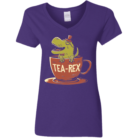 T-Shirts Purple / S Tea-Rex Women's V-Neck T-Shirt