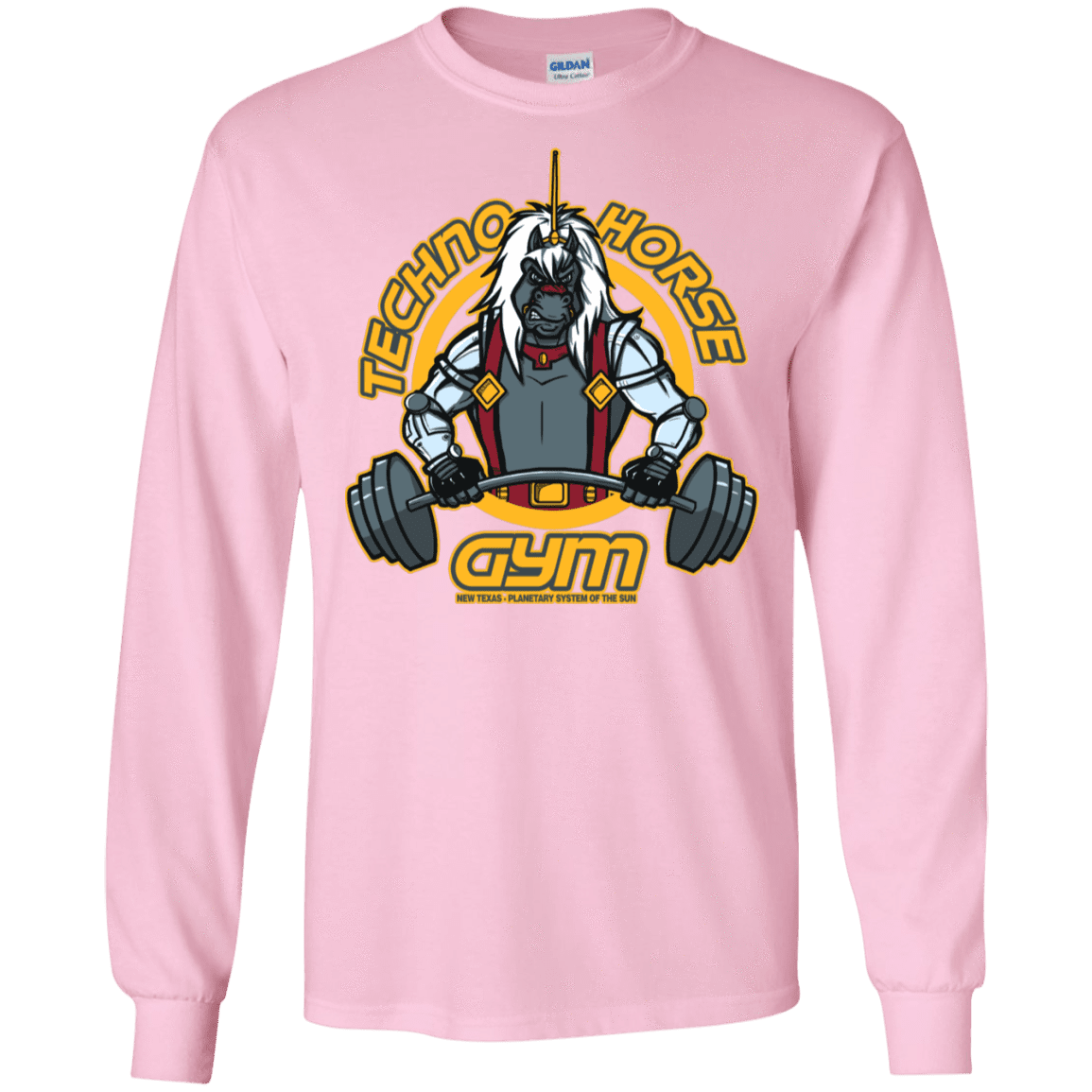 T-Shirts Light Pink / S Techno Horse Gym Men's Long Sleeve T-Shirt