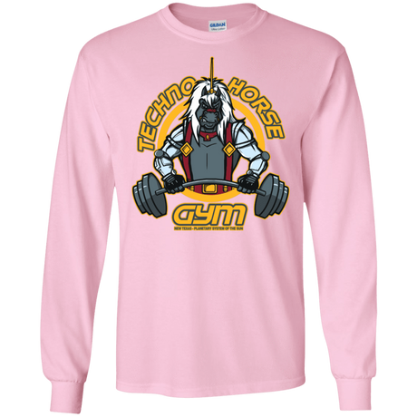 T-Shirts Light Pink / S Techno Horse Gym Men's Long Sleeve T-Shirt