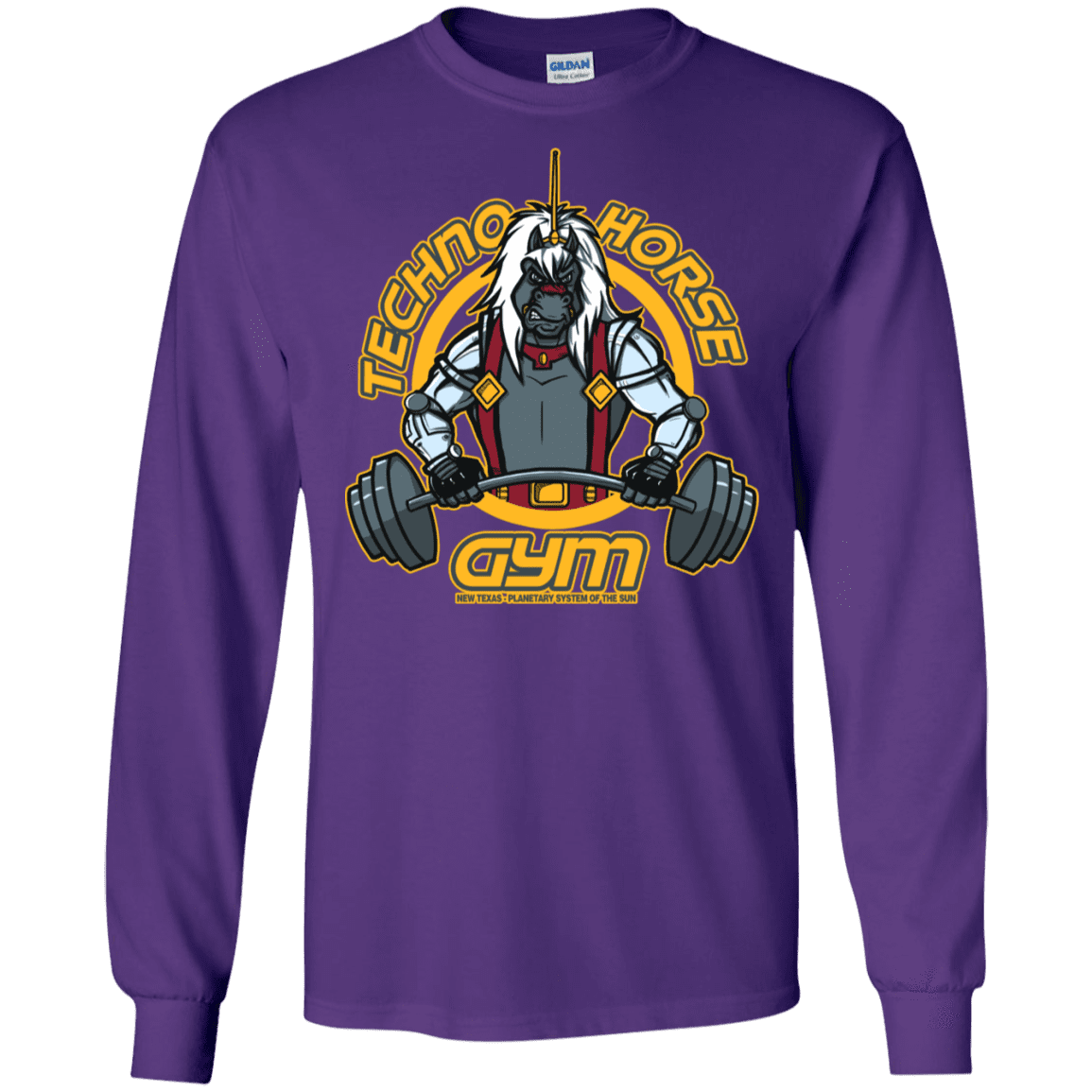 T-Shirts Purple / S Techno Horse Gym Men's Long Sleeve T-Shirt