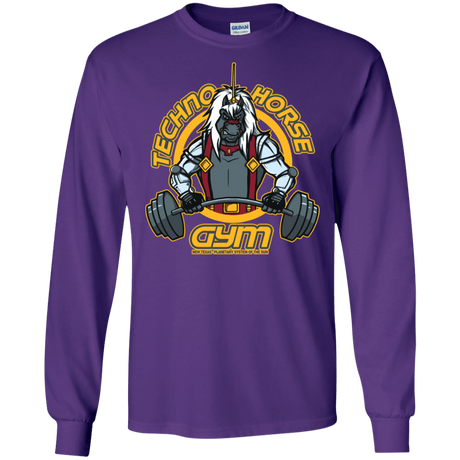 T-Shirts Purple / S Techno Horse Gym Men's Long Sleeve T-Shirt