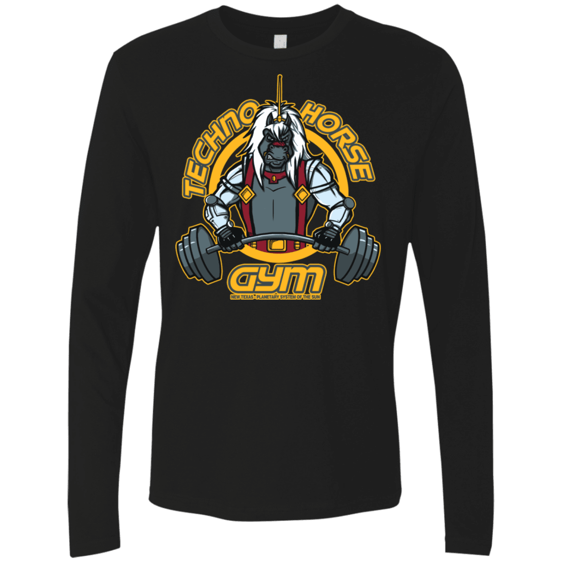 T-Shirts Black / S Techno Horse Gym Men's Premium Long Sleeve
