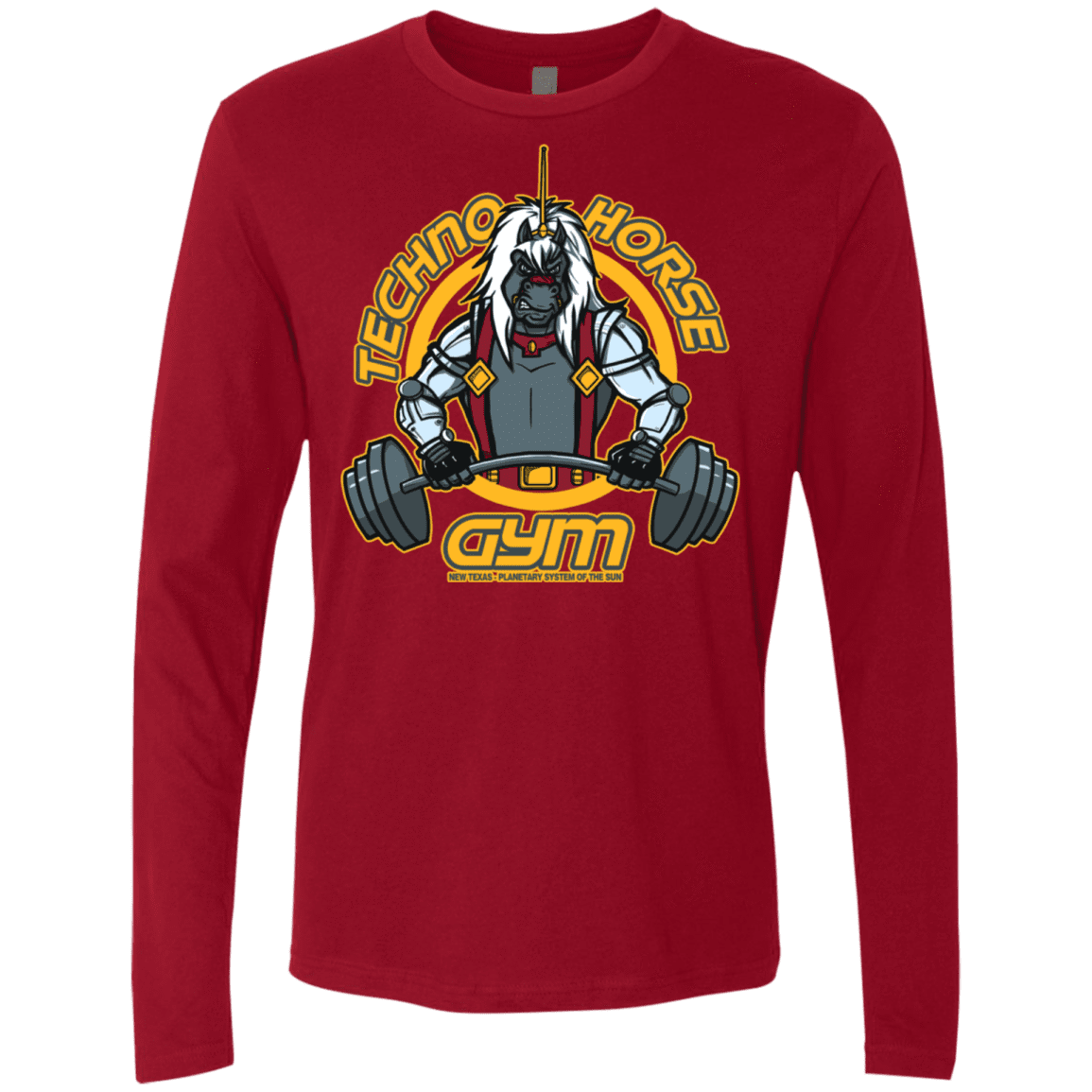 T-Shirts Cardinal / S Techno Horse Gym Men's Premium Long Sleeve