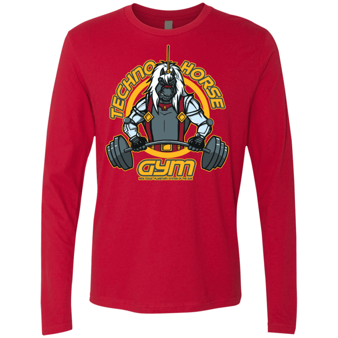 T-Shirts Red / S Techno Horse Gym Men's Premium Long Sleeve