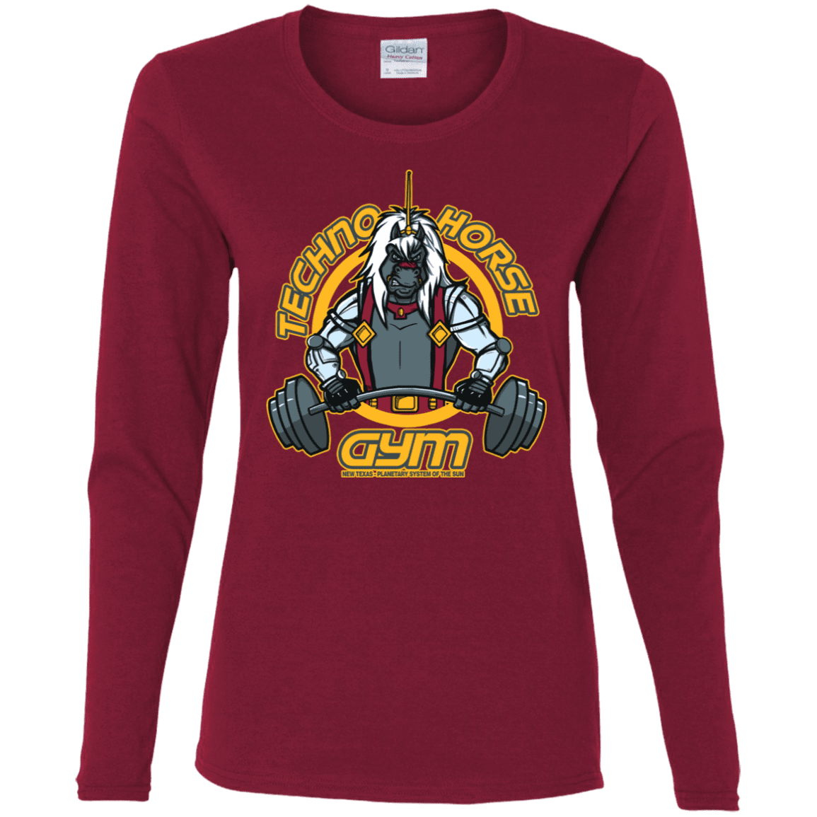 T-Shirts Cardinal / S Techno Horse Gym Women's Long Sleeve T-Shirt