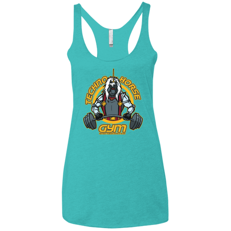 T-Shirts Tahiti Blue / X-Small Techno Horse Gym Women's Triblend Racerback Tank