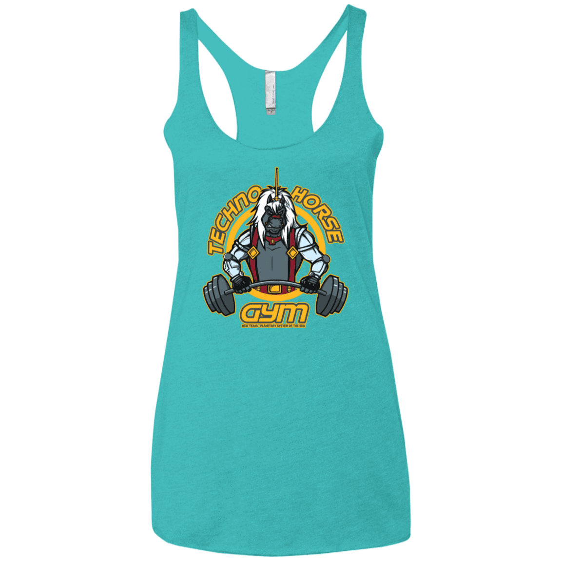 T-Shirts Tahiti Blue / X-Small Techno Horse Gym Women's Triblend Racerback Tank