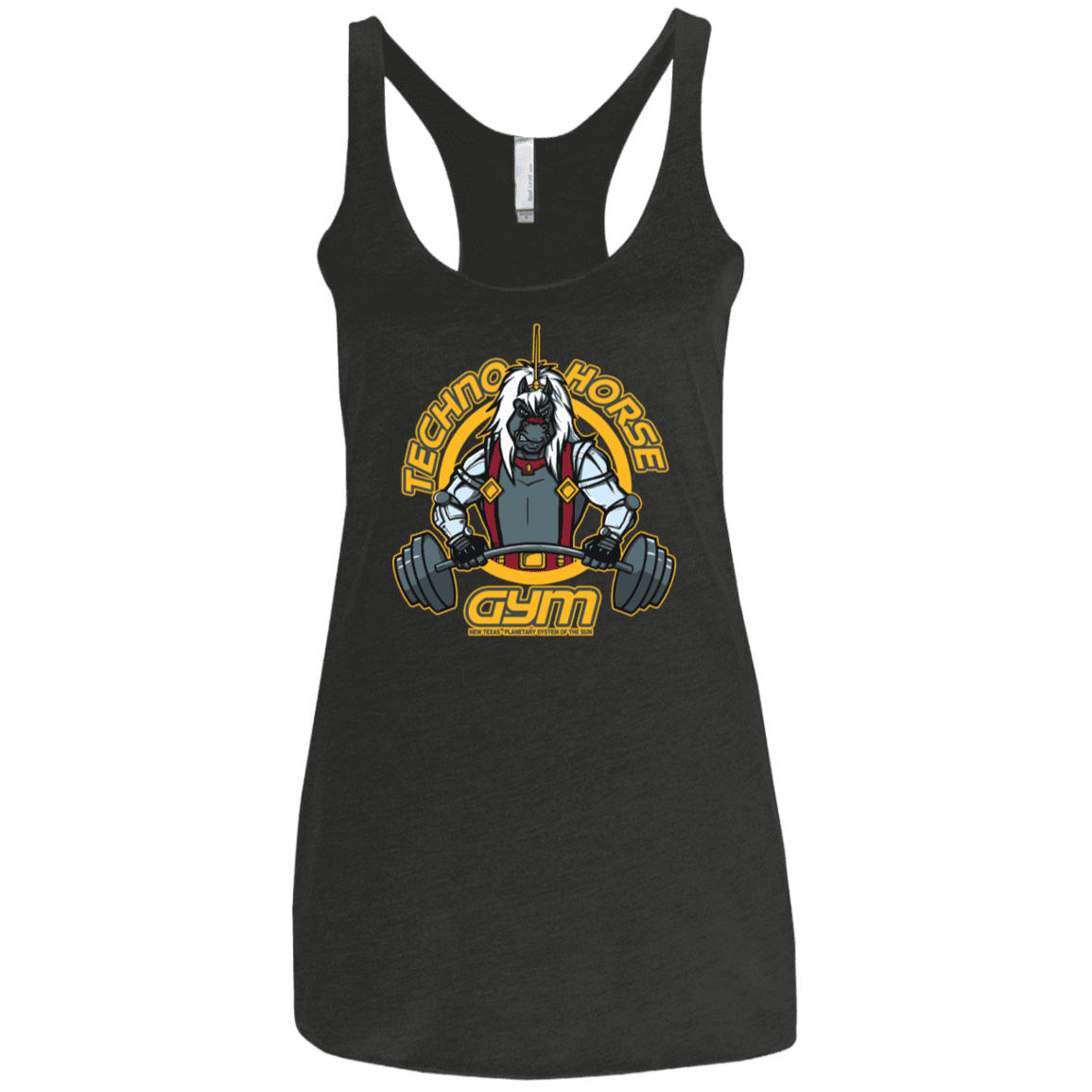 T-Shirts Vintage Black / X-Small Techno Horse Gym Women's Triblend Racerback Tank