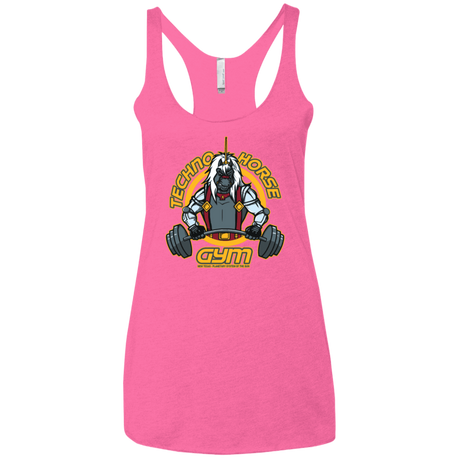 T-Shirts Vintage Pink / X-Small Techno Horse Gym Women's Triblend Racerback Tank