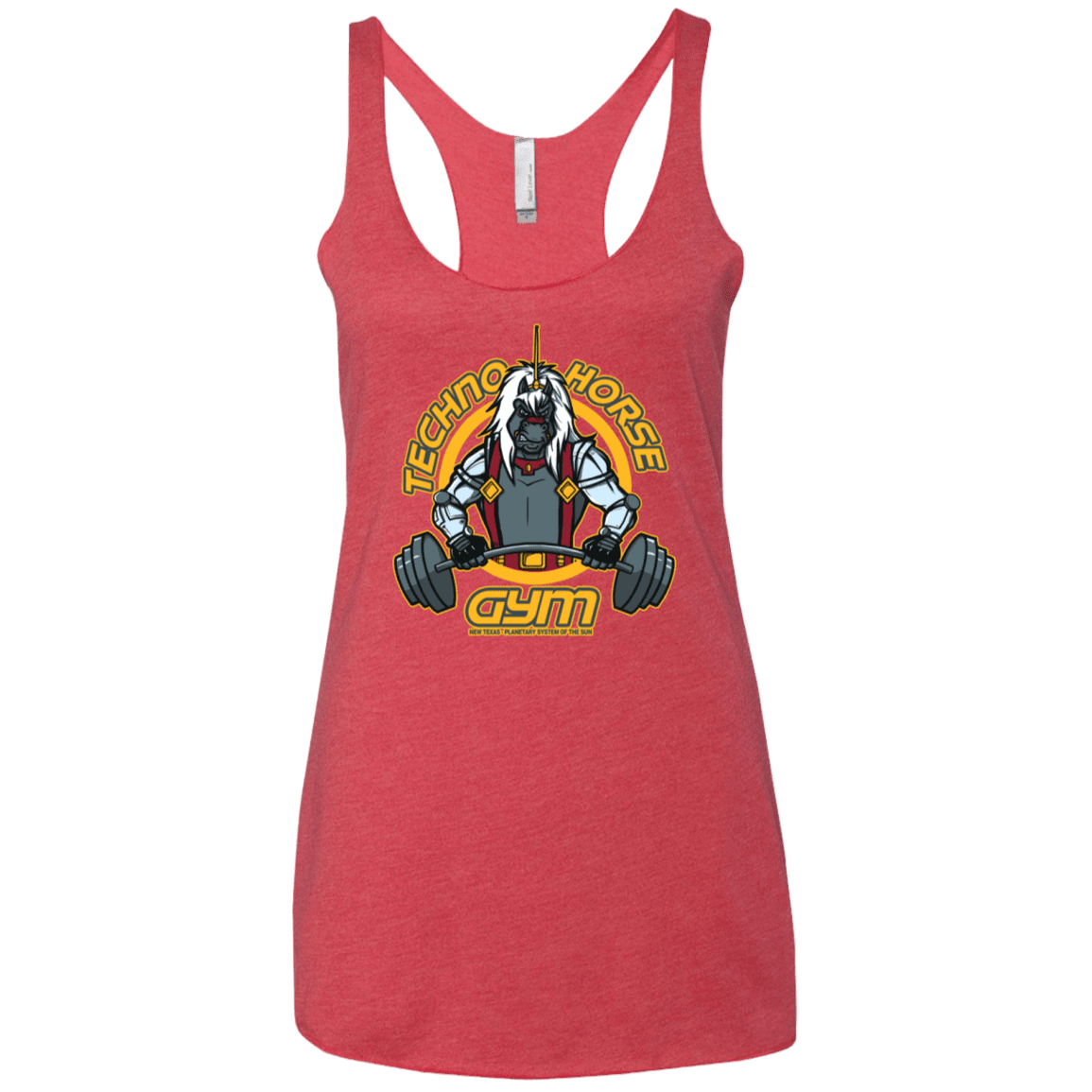T-Shirts Vintage Red / X-Small Techno Horse Gym Women's Triblend Racerback Tank