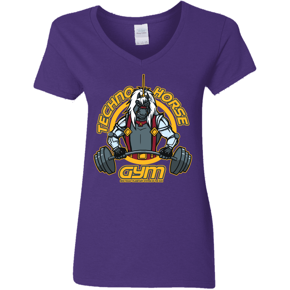 T-Shirts Purple / S Techno Horse Gym Women's V-Neck T-Shirt