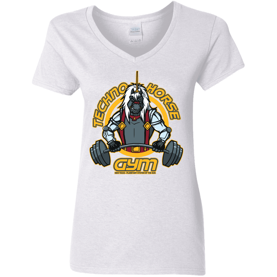 T-Shirts White / S Techno Horse Gym Women's V-Neck T-Shirt